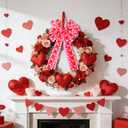 Valentine's Day Bow Large Valentine's Day Wreath Bows 11.4x19.6 In Valentine's Day Pink Love Heart Ribbon Bow for Wreath Valentine Tree Topper Bow for Valentine Wedding Front Door Indoor Outdoor Decor