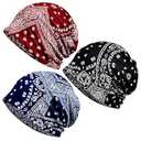 Jemis Women's Baggy Slouchy Beanie Chemo Cap for Cancer Patients (3 Pack Navy & Black & Red Wine)
