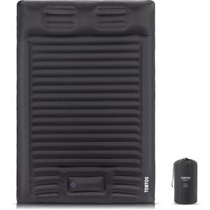 TOBTOS Double Sleeping Pad for Camping, Extra Thick 6" Camping Mattress 2 Person with Pillow Built-in Foot Pump, Inflatable Sleeping Mat for Backpacking, Hiking, Traveling (Dark Grey)