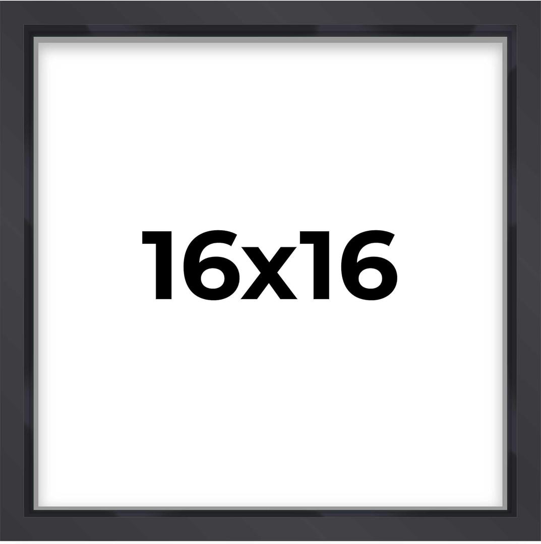 16x16 Shadow Box Frame Contemporary Black Finish | 3/4" Depth of Usable Space| Interior Size 16x16 Inches| UV Resistant Acrylic, Acid-Free Backing, Wall Hangers | Made in USA