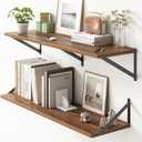 36"W x 10"D Floating Shelves, 10 Inch Deep Walnut Floating Shelves, Farmhouse Rustic Deep Wall Shelves for Home Decor, Wide Large Floating Shelf for Bathroom, Living Room, Kitchen, Study Room