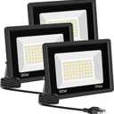 3 Pack 80W LED Warm White Floodlight, 3000K Outside Flood Light with Plug, Ultra Bright 10400LM Outdoor Security Lights, IP66 Waterproof Flood Lights for Yard, Garden, Lawn, Patio