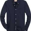 Alimens & Gentle Mens Solid Oxford Shirt Long Sleeve Dress Shirt Work Casual Button Down Shirts with Pocket,Navy Blue,3X-Large
