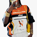 Women's Jersey Shirts Graphic Color Block Racing T Shirt Short Sleeve Crewneck Preppy Tee Tops Vintage Y2K Clothes