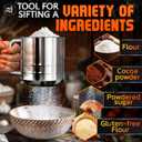 5 Cup Flour Sifter for Batch Baking Easy One-Hand Press, Double Mesh, Comfortable Grip & Dishwasher Safe Large Capacity Flour Sifter Stainless Steel for Powdered Sugar, Cocoa, Pastry & Pancake Mix