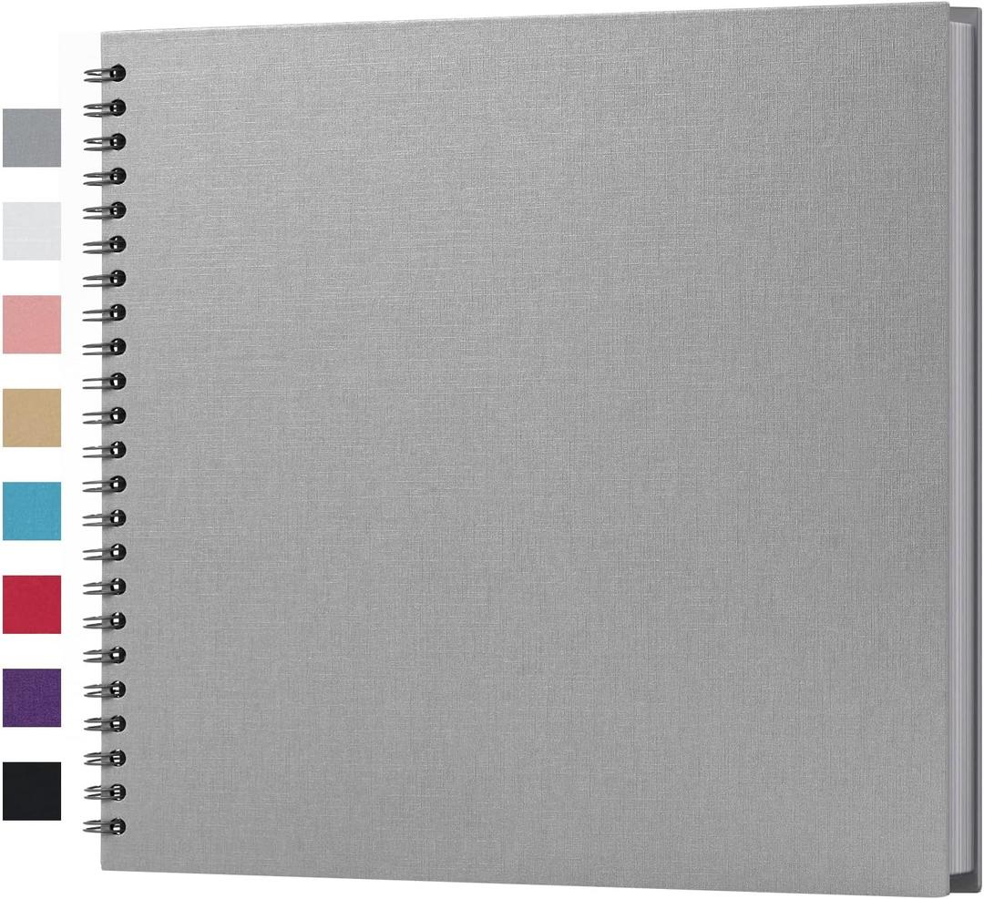 potricher 12 x 12 Inch DIY Scrapbook Album 40 Pages Hardcover Kraft Paper Scrap Book Photo Albums Memory Book for Wedding and Anniversary Family (Gray, 12 Inch)