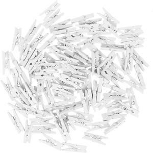 VORCOOL 50Pcs White Mini Wooden Clothespins 0.98 X 0.11 Inch for Hanging Photos, Crafts, Party Decorations, Baby Showers, and Artwork Display