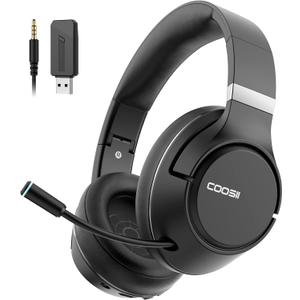 Wireless Bluetooth Headsets with Microphone for Computer, Headphone Foldable Over Ear Soft 40H with Retractable Mic, USB Dongle for PS5 PS4 PC Cellphone Laptop