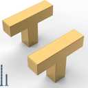 10 Pack 2''(50mm) Brushed Brass Cabinet Knobs Kitchen Gold Cabinet Knobs Stainless Steel T Bar Drawer Dresser Pulls Square Cabinet Hardware for Cupboard