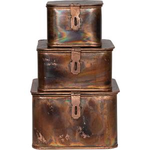 Creative Co-Op Decorative Metal Boxes with Lid, Burnt Copper Finish, Set of 3