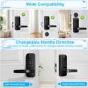 Keyless Entry Fingerprint Smart Door Lock with Handle,Digital Electronic Lock with Touchscreen Keypad,Electric Door Knob for Exterior Interior Entry/Bedroom Front Doors,Built-in WiFi