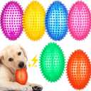 6 Pcs 4.5'' Spiky Squeaker Football Dog Toy for Medium Large Dogs Toys Heavy Duty Rubber Chew Toys for Aggressive Chewers Spiky Ball Fetch Toys for Training Clean Teeth Outdoor(Classic)