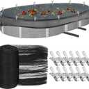33 X 18 Ft Oval Swimming Pool Leaf Net Cover,Pool Winter Cover Mesh Cover with 12 Pcs Large Metal Clips, Pool Safety Net Fits 15x30 Above Ground Pools, Keeps Leaves Out of Your Pool