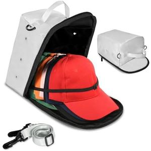 MAGTSMEI Hat Travel Case for Baseball Caps, Hat Organizer Bag Hat Storage Case with Hat Holder Protects up to 12 Hats for Travel, Home Storage with Shoulder Strap, Silver, Patent Pending,2pcs