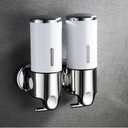 2 Chamber Wall Mounted Bathroom Shower Pump Dispenser and Organizer-Holds Shampoo, Soap, Conditioner, Shower Gel, for Bathroom Kitchen Hotel (White)