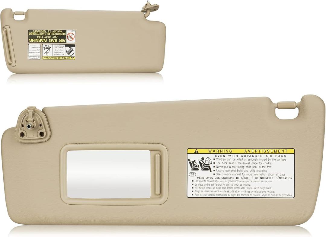 Sun Visor for Toyota Highlander 2004-2007, Left Driver Side Beige Sunvisor Replacement 74320-48260-A0