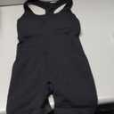 AUROLA Power Romper for Women Workout Yoga Gym Seamless One Piece Racerback Jumpsuit Tummy Control Padded Sports Bra (Medium, Black)