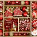 SHareconn 80ct Christmas Balls Ornaments Set, Shatterproof Plastic Colorful Xmas Decorative, Baubles for Tree Decorations with Hanging Strings, Red & Gold