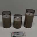 NURADA Flickering Flameless Candles: Built-in Star String Lights Unbreakable 3D Wick Acrylic Battery Operated LED Pillar Candles with Remote and Timer for Romantic Mood Home Decoration - 3 Pack Gray, 4"-5"-6"
