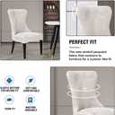 Wingback Chair Covers, Velvet Stretch Tufted Wingback Chair Cover Slipcover, Reusable Protector Arm Dining Chairfor Dining Room Banquet Home Decor, Machine Washable (White, Set of 2)