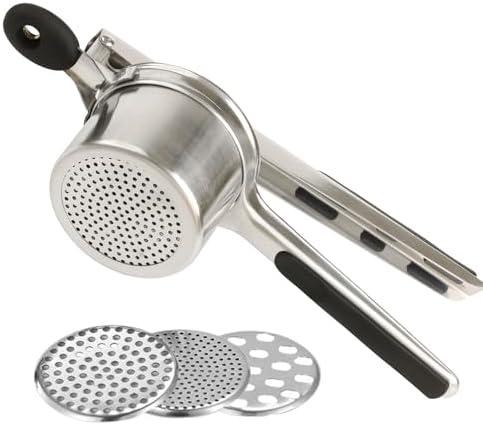Pack of 2 Mindful Design Large 15oz Potato Ricer, Heavy Duty Stainless Steel Potato Masher and Ricer Kitchen Tool, Press and Mash Kitchen Gadget For Perfect Mashed Potatoes Every time