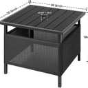 LZRS Adirondack Square Outdoor Side Table with Umbrella Hole, Pool Composite Patio Table,HDPE End Tables for Backyard,Pool, Indoor Companion, Easy Maintenance & Weather Resistant(Black)