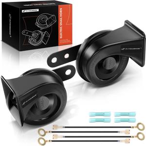 A-Premium Dual Snail Horn High Low Universal Electric Horns - 12V 110dB - Compatible with most Passenger Cars, Commercial/Off-Road Vehicles, Gas Cars, Electric Cars, Motorcycles & Trucks, 80 mm