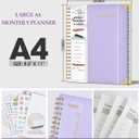 2 x 2026 Planner, Weekly and Monthly Calendar Planner from January 2026 - December 2026, 8.5" x 11" Hardcover Leather Hourly Appointment Book with Tabs, Spiral Daily Planners for College School Work Home, Purple (A4)