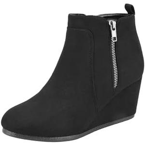DREAM PAIRS Women's Suede Low Wedges Ankle Boots 8