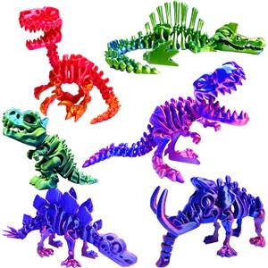 6pcs 3D Printed Dinosaur Skeletons, T-Rex Fidget Toys,3D Printed Dragon Animals Toys, Dragon Toy Kids Girl, Dinosaur Toys for Kids 5-7 Desk Gifts