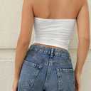 SweatyRocks Women's Asymmetrical Hem Slim Fit Tube Tops Strapless Sleeveless Crop Top (White, L)