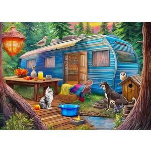 1000 Pieces Jigsaw Puzzles for Adults - Difficult Puzzles for Adults Challenging - Woodland Caravan Camping