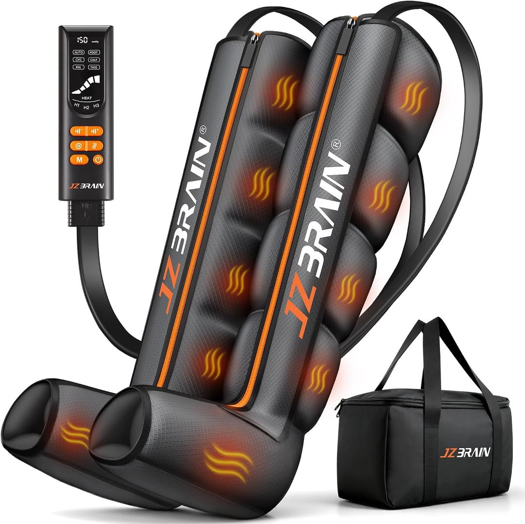 JZBRAIN Air Compression Leg Recovery Boots : Sequential Full Leg Compression Massager System for Muscle Relaxation & Relief - 11 Intensity 6 Modes 3 Heat for Athletes & Gym (Medium)