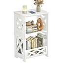 BYFU White Side Table, Small End Table with Storage Shelf, 3-Tier Nightstand Bedside Table Bookshelf Bookcase Display Rack for Small Spaces Bedroom Bathroom Living Room Office