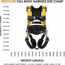 Fall Protection Premium Safety Harness with Shock Absorbing Lanyard, Vented & Padded Shoulder, Legs & Back - Upgrade 4 Quick Buckles (Yellow)