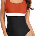 Women's One Piece Swimsuits Athletic Modest Sport Bathing Suits Scoop Neck U Back Training Racing Swimwear (XL)