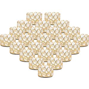 VINCIGANT Crystal Gold Votives Candle Holder Elegant Decorative Tealight Candle Holders for Weddings,Parties,Chirstmas,Gifts,Home Decor,Set of 24