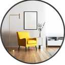 Oruii Round Mirror, Black Round Mirror 24 inch, Circle Wall Mirrors Metal Frame, Black Circular Mirrors for Bathroom, Wall, Living Room, Entryway, Hallway, Vanity, Rustic