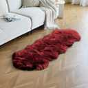 2 duduta Burgundy Faux Sheepskin Runner Rugs 2x6 ft, Fluffy Shag Bedroom Dorm Rugs Decor Fur Seat Couch Covers Washable