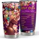 Inspirational Gifts for Women Black Woman Nutrition Facts Inspiration Tumbler 20oz Stainless Steel Insulated Coffee Travel Mug Cup Motivational Gift for Women Birthday Christmas
