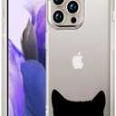 Compatible with iPhone 16 Pro Max Case Clear Cute for Women - Rugged Phone Cases Funda Protector Cover Skin (Black Cat Ears Animal)