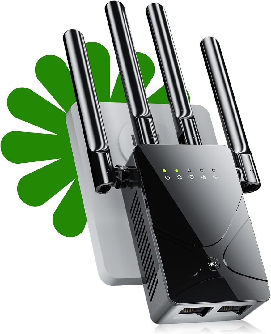 WiFi Extender Signal Booster for Home, 15555 Sq.ft Long Range Internet Repeater-Faster,Strongest Wireless Router Amplifier w/Ethernet Port,Mesh Wi-Fi Repeater Support 99% Devices,1-Tap Setup