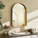 Arched Bathroom Mirror - 30x20 Inch Gold Bathroom Mirror for Wall - Aluminum Alloy Framed Mirror - Arched Top Bathroom Vanity Mirror for Living Room, Bedroom, Mantel, Entryway, and Hallways