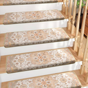 Bullnose Non-Slip Stair Treads for Wooden Steps, Carpet Stair Treads for Indoor Runner, Pet Friendly Soft Stair Rugs, Edging Stair Protectors Reusable, Washable, 30"x9.5"x1.5" 2pcs, Beige