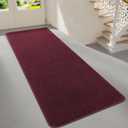 2x6 Feet Runner Rugs for Hallway, Red Modern Soft Bedroom Bedside Rug, Low Pile Non Slip Memory Foam Rugs,Washable Fluffy Carpet for Entrance Kitchen Laundry Living Room Decor