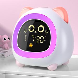 OK to Wake Clock for Kids, Kids Alarm Clock with Sleep Training Night Light Dual Alarm Auto Off Timer Stay in Bed for Kids and Toddlers, Pink
