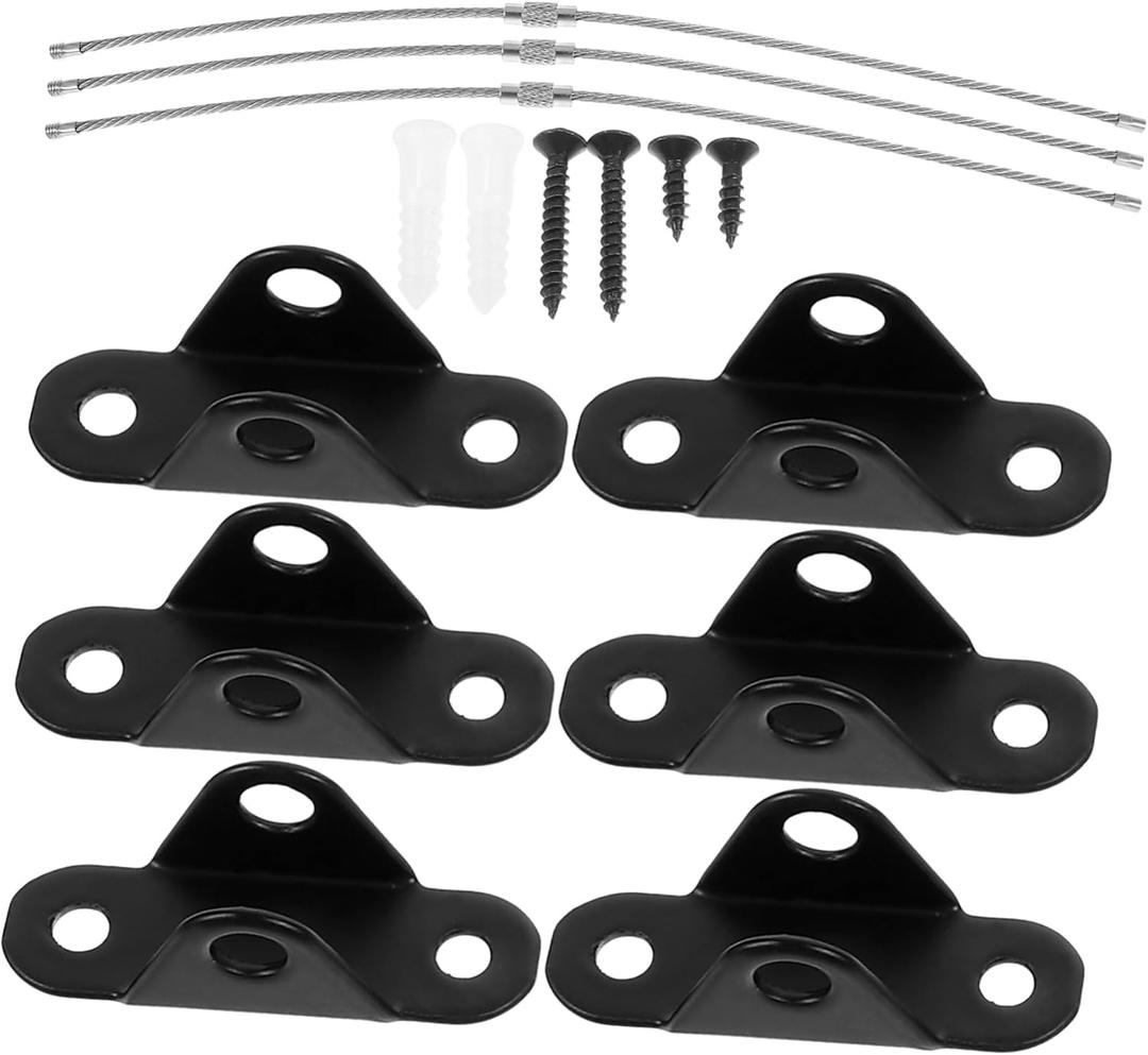 Anti-Reversal Device for Furniture Safety 6Pcs Furniture Anchors to Secure Cabinets and Dressers Earthquake Straps for Baby Proofing Synthesis Material Black (4X1.9X1.3CM)