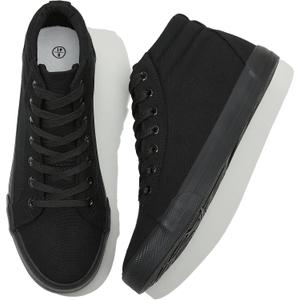 Men's White Canvas High Top Sneakers - Classic Lace-Up Walking Shoes, Light-Weight Soft Casual Tennis Shoes (11, Black)