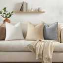 decorUhome Summer Couch Throw Pillow Covers 18x18 Set of 2, Decorative Soft Velvet Modern Cozy Chenille Pillow Cases with Elegant Design for Sofa Bed Living Room Home Decor, Cream White