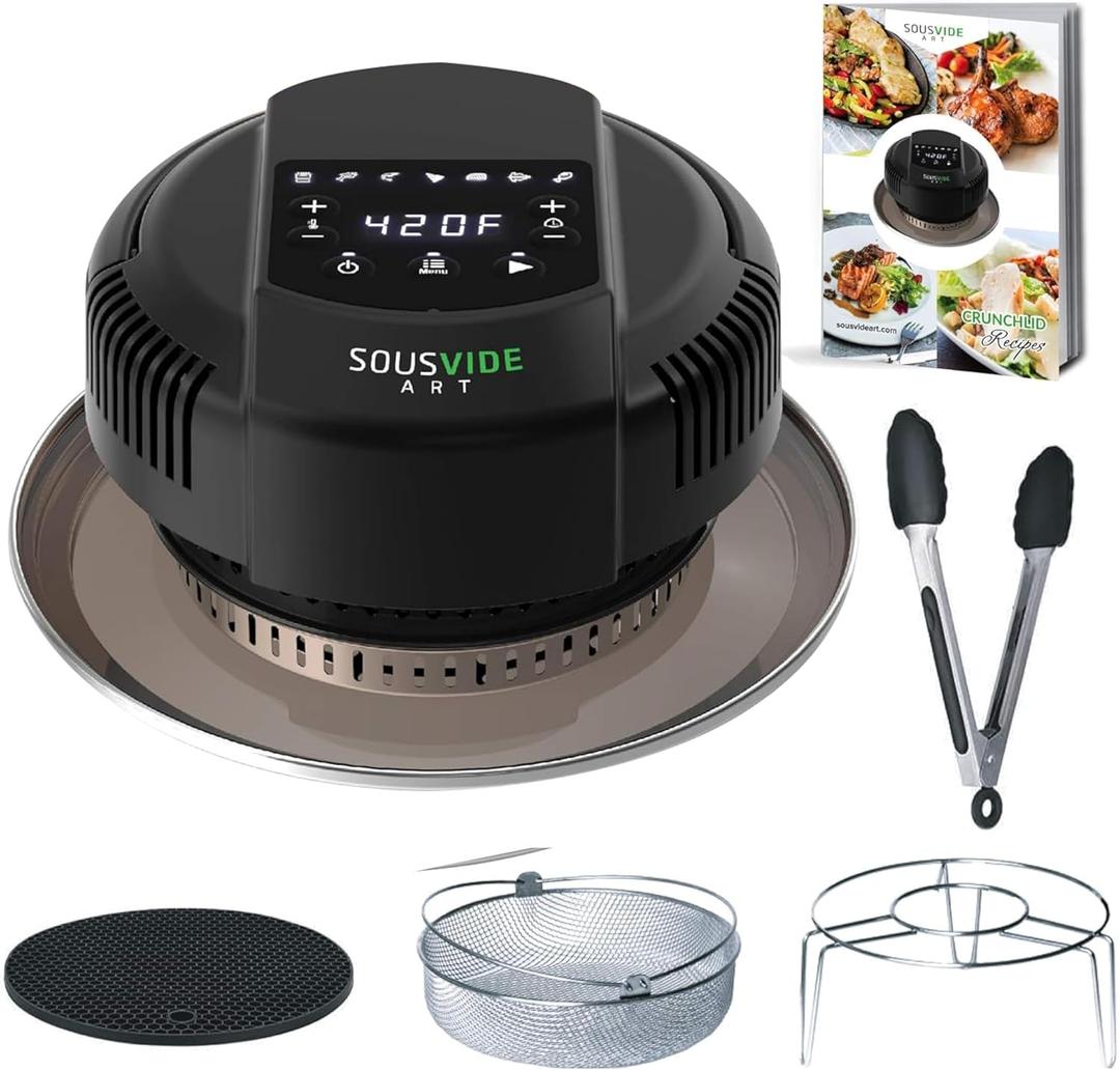 Sousvide Art 7-in-1 Instant Pot Air Fryer Lid 8 qt, Instant Pot Pressure Cooker Attachment - Fryers Lid - Instapot Accessory - Air Fryer Accessories Combo with Basket, Rack, Mat, Tongs, Cookbook